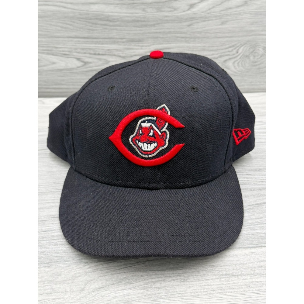 New Era 59Fifty Clevland Indians Fitted MLB Baseball Hat Black Size 8